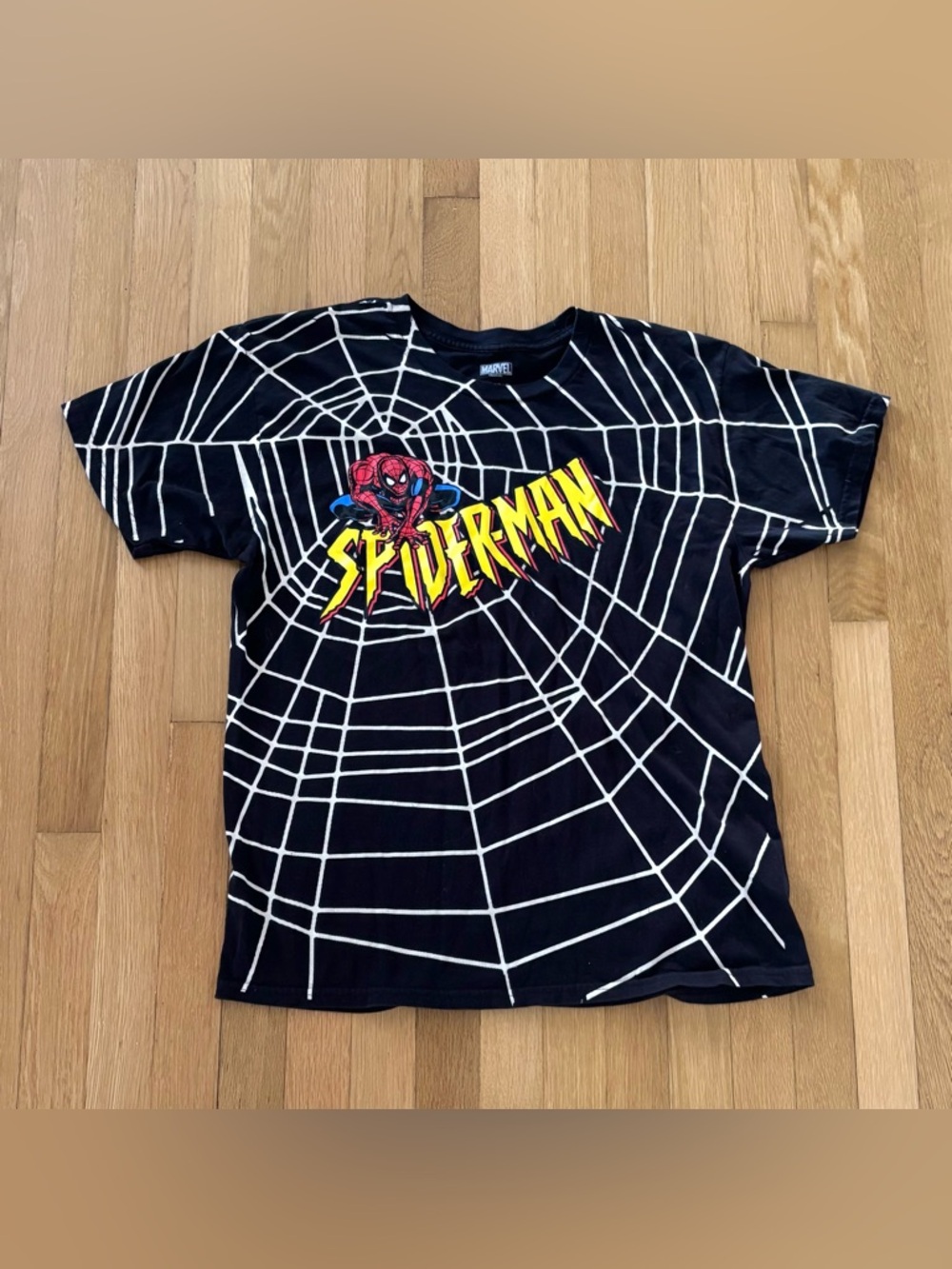 Spiderman All Over Print Shirt Large Modern Rare Marvel Men’s Made Engine
